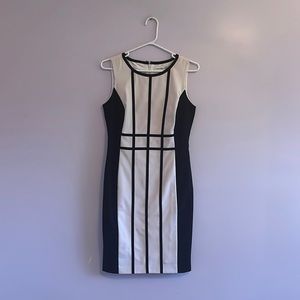 Size 8 Calvin Klein Black and White Dress
